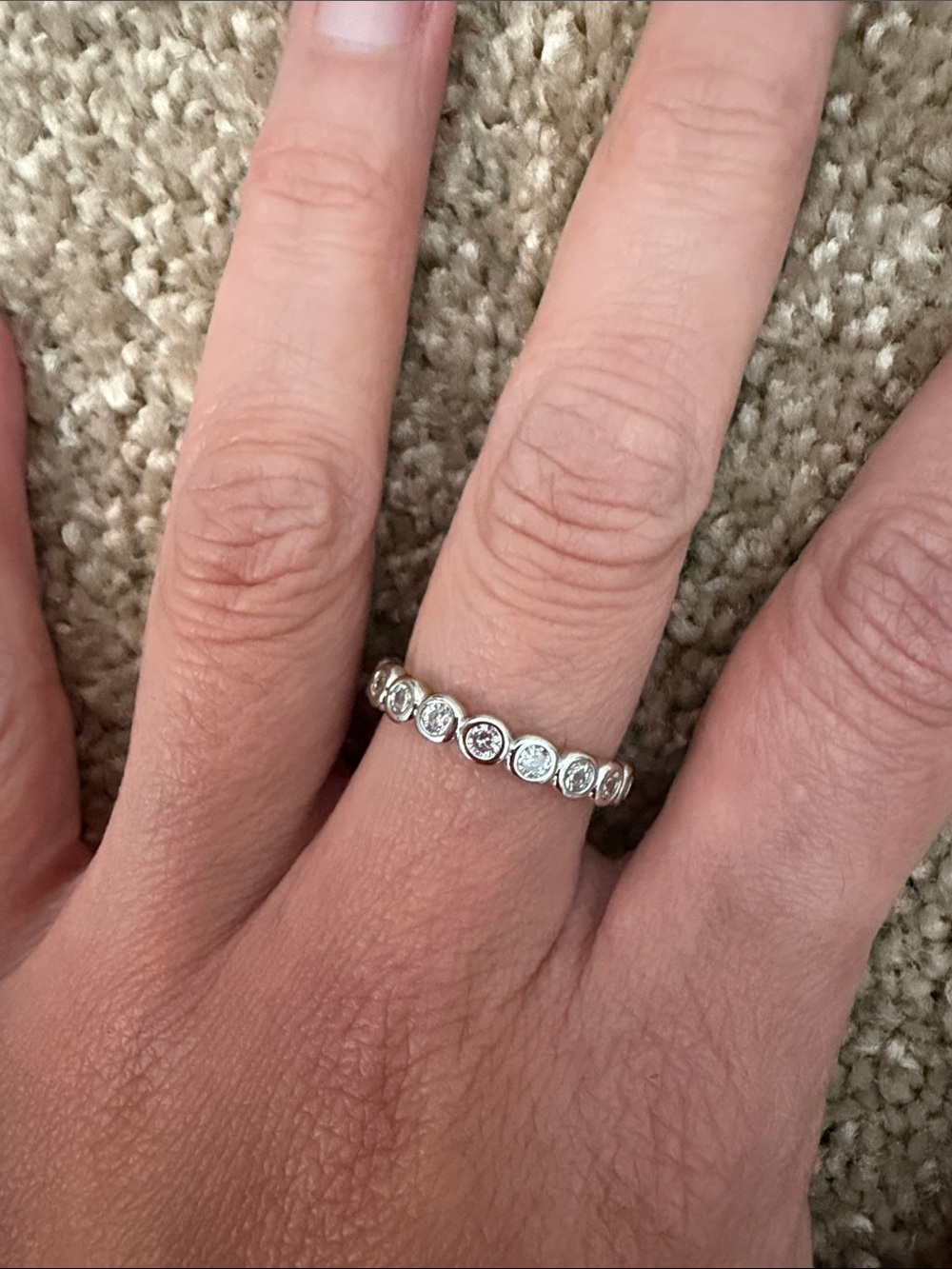 Sterling Silver Cubic Zirconia Bezel Eternity Ring - White